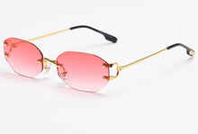 Load image into Gallery viewer, Peekaboo frameless retro sunglasses rimless square women oval metal eyeglasses for men polygon gold blue brown 2023 uv400
