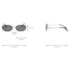 Load image into Gallery viewer, Peekaboo frameless retro sunglasses rimless square women oval metal eyeglasses for men polygon gold blue brown 2023 uv400