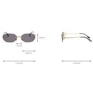 Peekaboo frameless retro sunglasses rimless square women oval metal eyeglasses for men polygon gold blue brown 2023 uv400