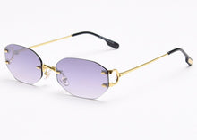 Load image into Gallery viewer, Peekaboo frameless retro sunglasses rimless square women oval metal eyeglasses for men polygon gold blue brown 2023 uv400