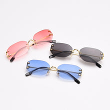 Load image into Gallery viewer, Peekaboo frameless retro sunglasses rimless square women oval metal eyeglasses for men polygon gold blue brown 2023 uv400