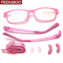 Load image into Gallery viewer, Peekaboo girl child glasses optical tr90 frame anti-slip clear lens kids square eyeglasses frames gifts for boys blue pink