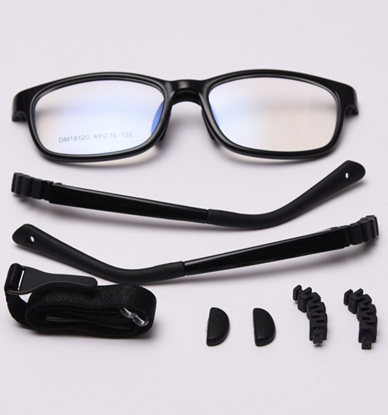 Peekaboo girl child glasses optical tr90 frame anti-slip clear lens kids square eyeglasses frames gifts for boys blue pink