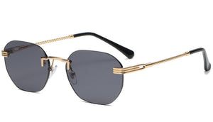 Peekaboo gold men retro sunglasses rimless 2022 uv400 frameless female metal glasses for women brown summer accessories