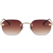Load image into Gallery viewer, Peekaboo gold men retro sunglasses rimless 2022 uv400 frameless female metal glasses for women brown summer accessories