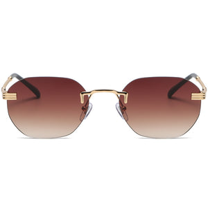 Peekaboo gold men retro sunglasses rimless 2022 uv400 frameless female metal glasses for women brown summer accessories