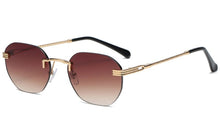 Load image into Gallery viewer, Peekaboo gold men retro sunglasses rimless 2022 uv400 frameless female metal glasses for women brown summer accessories