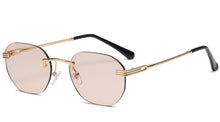 Load image into Gallery viewer, Peekaboo gold men retro sunglasses rimless 2022 uv400 frameless female metal glasses for women brown summer accessories