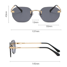 Load image into Gallery viewer, Peekaboo gold men retro sunglasses rimless 2022 uv400 frameless female metal glasses for women brown summer accessories