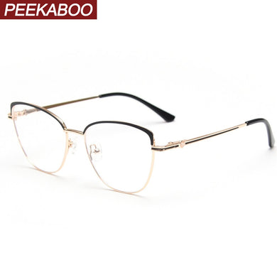 Peekaboo gold metal spectacle frames women spring hinge female cat eye glasses frame vintage clear lens gift items pink