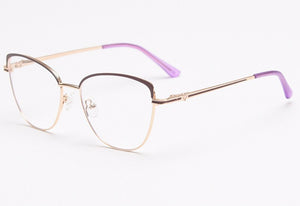 Peekaboo gold metal spectacle frames women spring hinge female cat eye glasses frame vintage clear lens gift items pink