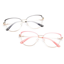Load image into Gallery viewer, Peekaboo gold metal spectacle frames women spring hinge female cat eye glasses frame vintage clear lens gift items pink