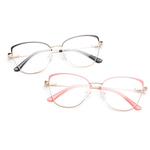 Peekaboo gold metal spectacle frames women spring hinge female cat eye glasses frame vintage clear lens gift items pink