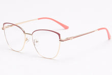 Load image into Gallery viewer, Peekaboo gold metal spectacle frames women spring hinge female cat eye glasses frame vintage clear lens gift items pink
