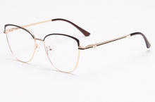 Load image into Gallery viewer, Peekaboo gold metal spectacle frames women spring hinge female cat eye glasses frame vintage clear lens gift items pink