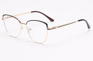 Peekaboo gold metal spectacle frames women spring hinge female cat eye glasses frame vintage clear lens gift items pink
