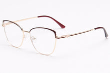 Load image into Gallery viewer, Peekaboo gold metal spectacle frames women spring hinge female cat eye glasses frame vintage clear lens gift items pink