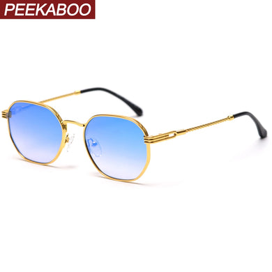 Peekaboo gold metal mirror square frame sunglasses women vintage 2022 blue green male sun glasses for men uv400 high quality