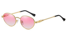Carica l'immagine nel visualizzatore di Gallery, Occhiali da sole ovali in metallo dorato Peekaboo da donna occhiali da sole rotondi rosa viola retrò per uomo con lenti sfumate uv400 accessori per esterni 