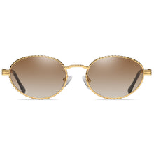 Carica l'immagine nel visualizzatore di Gallery, Occhiali da sole ovali in metallo dorato Peekaboo da donna occhiali da sole rotondi rosa viola retrò per uomo con lenti sfumate uv400 accessori per esterni 