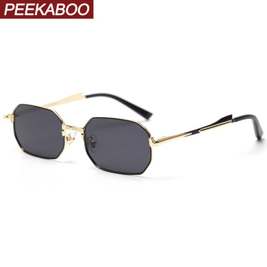 Peekaboo gold metal rectangular sunglasses men polarized uv400 retro male female sun glasses vintage irregular 2023 summer