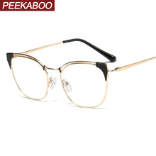 Load image into Gallery viewer, Peekaboo gold metal retro eye glasses women transparent lens accessorries eyewear frames cat eye gift for ladies