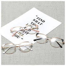 Load image into Gallery viewer, Peekaboo gold metal retro eye glasses women transparent lens accessorries eyewear frames cat eye gift for ladies