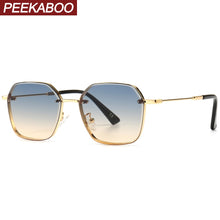 Load image into Gallery viewer, Peekaboo gold metal sunglasses for men retro uv400 2022 square sun glasses for women gradient lens brown