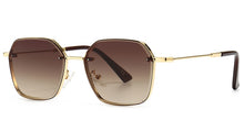 Load image into Gallery viewer, Peekaboo gold metal sunglasses for men retro uv400 2022 square sun glasses for women gradient lens brown