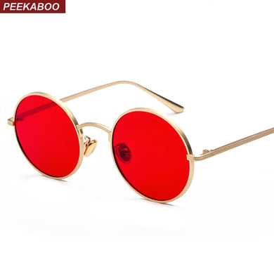 Occhiali da sole Peekaboo con montatura tonda in metallo oro da uomo retrò 2023 stile estivo da donna con lenti rosse occhiali da sole unisex giallo rosa nero 