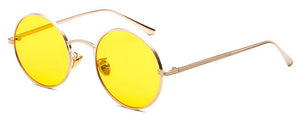 Peekaboo gold round metal frame sunglasses men retro 2023 summer style women red lens sun glasses unisex yellow pink black
