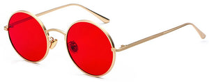 Peekaboo gold round metal frame sunglasses men retro 2023 summer style women red lens sun glasses unisex yellow pink black