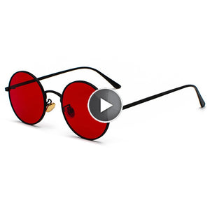 Peekaboo gold round metal frame sunglasses men retro 2023 summer style women red lens sun glasses unisex yellow pink black