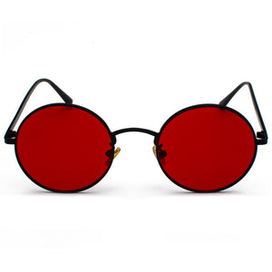 Peekaboo gold round metal frame sunglasses men retro 2023 summer style women red lens sun glasses unisex yellow pink black