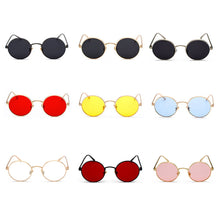 Load image into Gallery viewer, Peekaboo gold round metal frame sunglasses men retro 2023 summer style women red lens sun glasses unisex yellow pink black