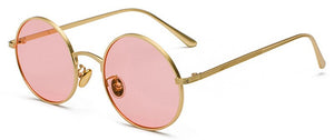 Peekaboo gold round metal frame sunglasses men retro 2023 summer style women red lens sun glasses unisex yellow pink black