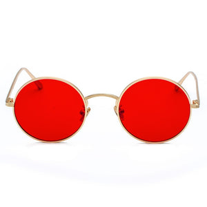 Peekaboo gold round metal frame sunglasses men retro 2023 summer style women red lens sun glasses unisex yellow pink black