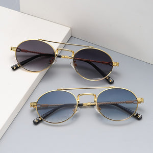 Peekaboo green blue mirror sunglasses for men double bridge retro style round sun glasses for women full metal uv400 gift items