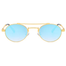 Load image into Gallery viewer, Peekaboo green blue mirror sunglasses for men double bridge retro style round sun glasses for women full metal uv400 gift items