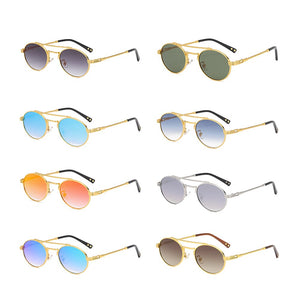 Peekaboo green blue mirror sunglasses for men double bridge retro style round sun glasses for women full metal uv400 gift items