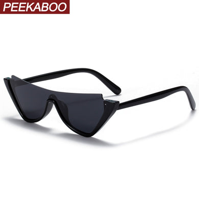 Peekaboo half frame sunglasses for women retro style black leopard ladies sun glasses cat eye uv400 female drop shipping 2022