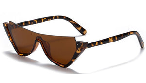 Peekaboo half frame sunglasses for women retro style black leopard ladies sun glasses cat eye uv400 female drop shipping 2022