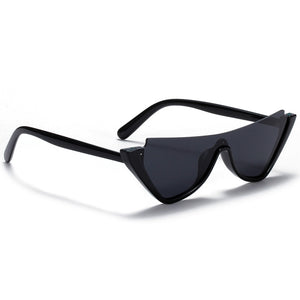 Peekaboo half frame sunglasses for women retro style black leopard ladies sun glasses cat eye uv400 female drop shipping 2022