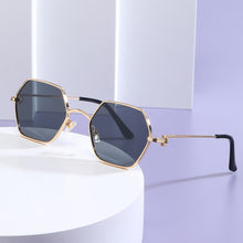 Load image into Gallery viewer, Peekaboo hexagonal glasses for men metal gold black brown uv400 female sunglasses round man gift items 2023 summer vintage