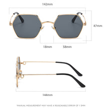 Load image into Gallery viewer, Peekaboo hexagonal glasses for men metal gold black brown uv400 female sunglasses round man gift items 2023 summer vintage