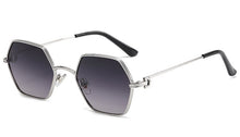 Load image into Gallery viewer, Peekaboo hexagonal glasses for men metal gold black brown uv400 female sunglasses round man gift items 2023 summer vintage