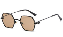 Load image into Gallery viewer, Peekaboo hexagonal glasses for men metal gold black brown uv400 female sunglasses round man gift items 2023 summer vintage