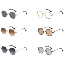 Load image into Gallery viewer, Peekaboo hexagonal glasses for men metal gold black brown uv400 female sunglasses round man gift items 2023 summer vintage