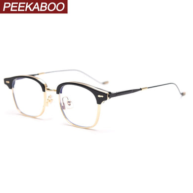 Peekaboo metal blue light blocking glasses square clear lens half frame women optical glasses frame men gold black