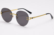 Load image into Gallery viewer, Peekaboo metal gold rimless glasses for men frameless gradient lens round sunglasses women blue brown uv400 2023 spring hinge